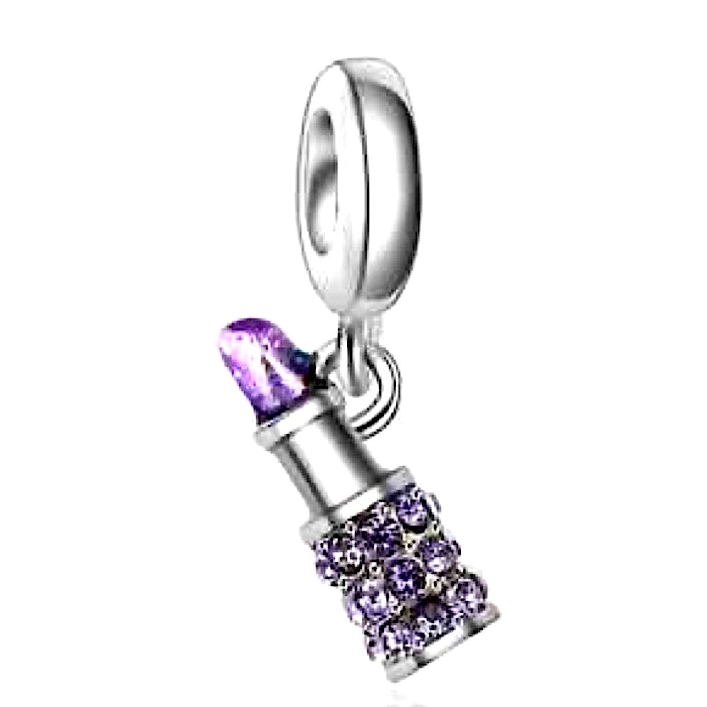 Crystal lipstick charm/necklace miniature freestanding tiny Rare